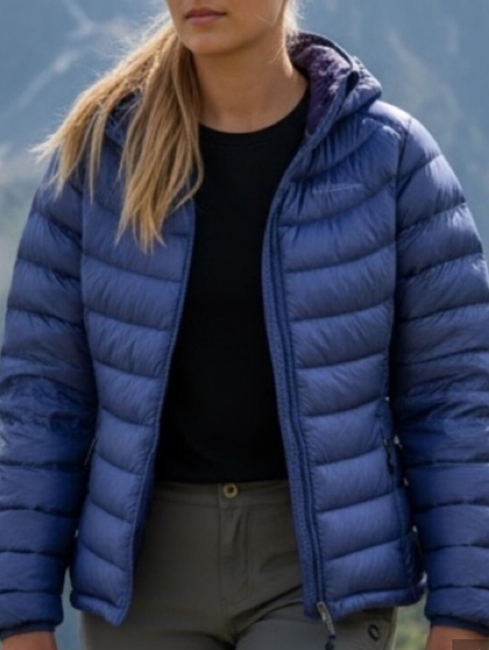 LL Bean 850 Goose Feather Cabin Core Jacket Sz S Winter Sky Water Repellent